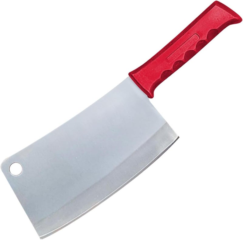Kitchen Master 8 Inch Stainless Steel Meat Cleaver (Red) | NSF Certified for Raw Meat Chopping - Image 1